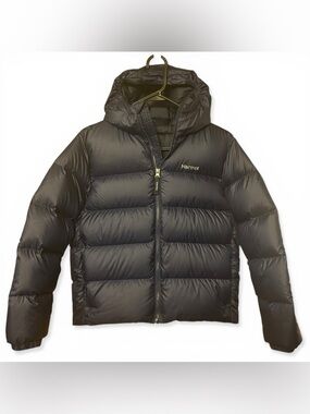 Marmot Guides Down Hoody Navy Puffer Jacket Hooded Youth XL Womens S/M